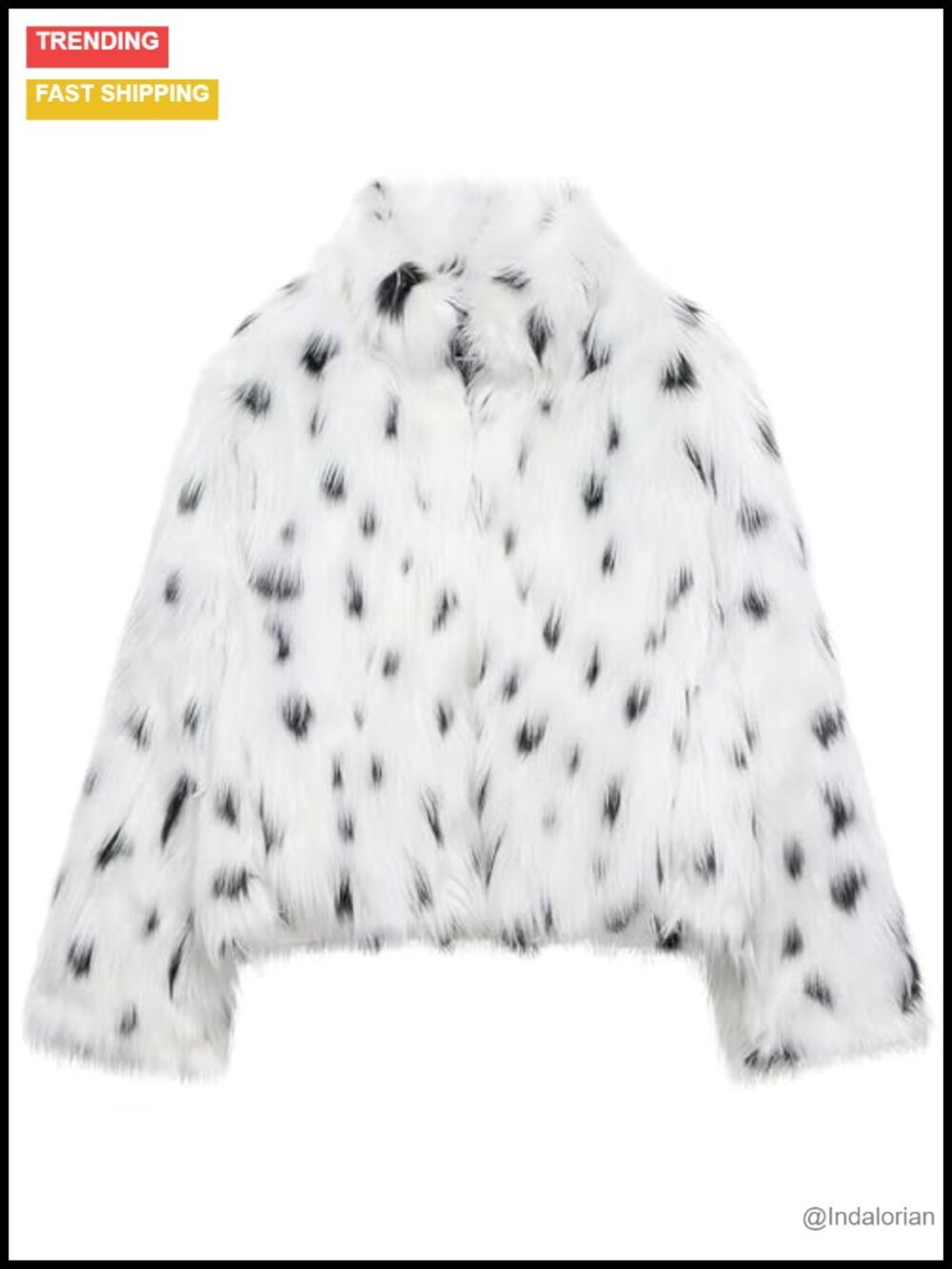 Faux Fur Crop Jacket Long Sleeve Cozy Winter Warm Fluffy Leopard Sherpa Coat